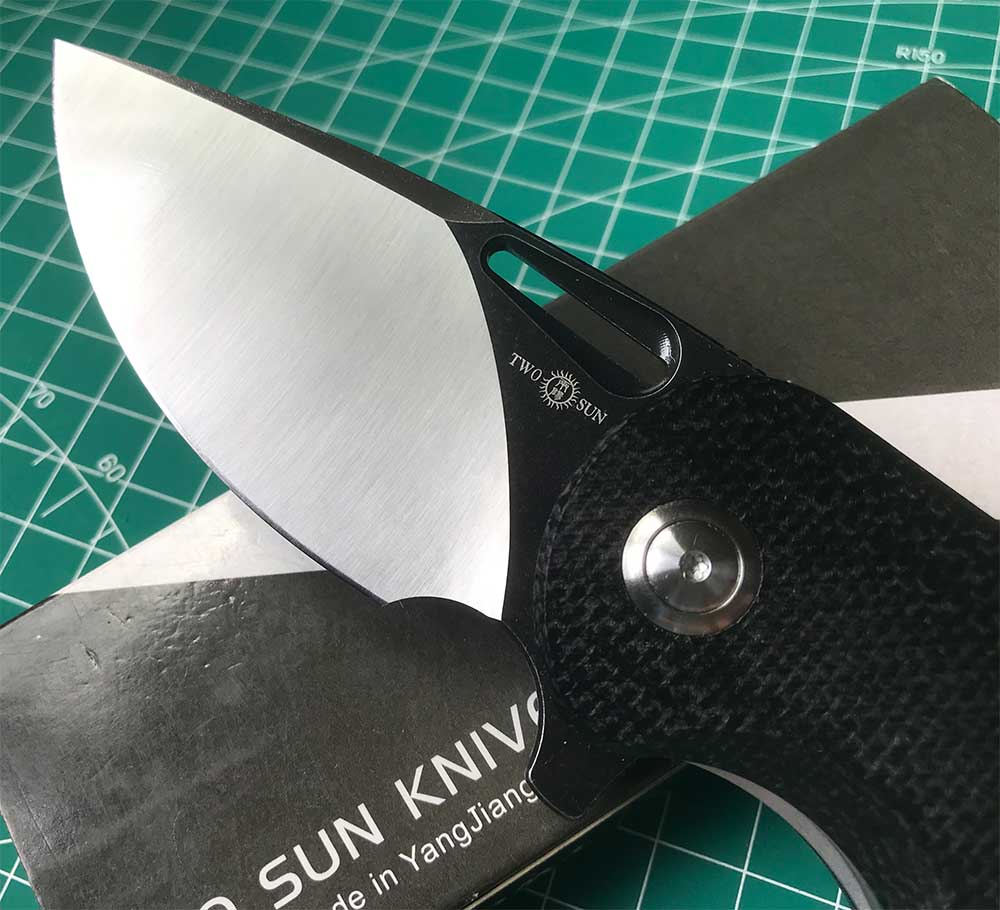 TWOSUN  FLIPPER FOLDING KNIFE DAVID CHEN DESIGN BLACK/GREEN MICARTA HANDLE N690 BLADE TS506-N690
