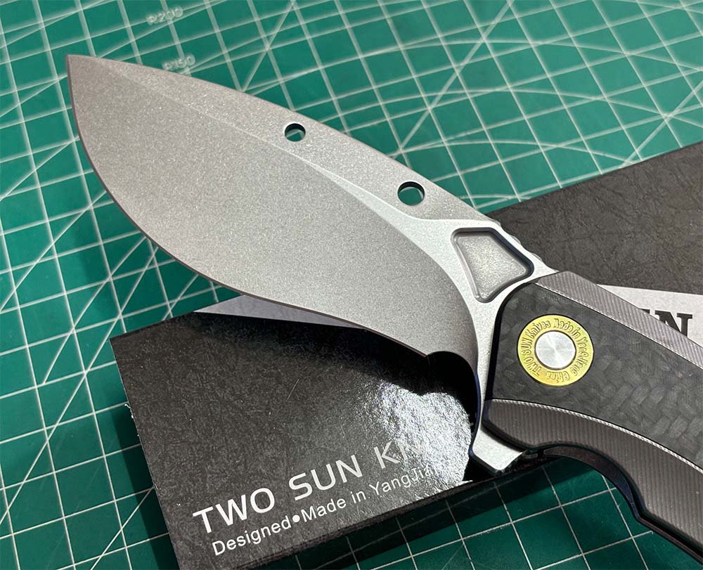 TwoSun Folding 14C28N Blade Titanium/CARBON FIBER Handle Pocket Knife TS528-14C28N-CF