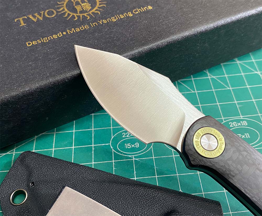 TWOSUN FIXED BLADE KNIFE CARBON FIBER HANDLE M390 EDGE TS525-M390-CF-SATIN