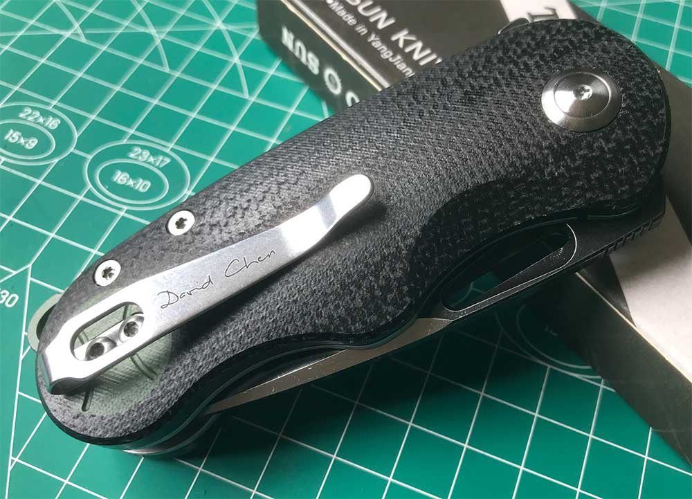 TWOSUN  FLIPPER FOLDING KNIFE DAVID CHEN DESIGN BLACK/GREEN MICARTA HANDLE N690 BLADE TS506-N690